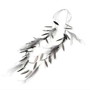 Amrita Singh Tulum Faux Ostrich Feather Grey Necklace